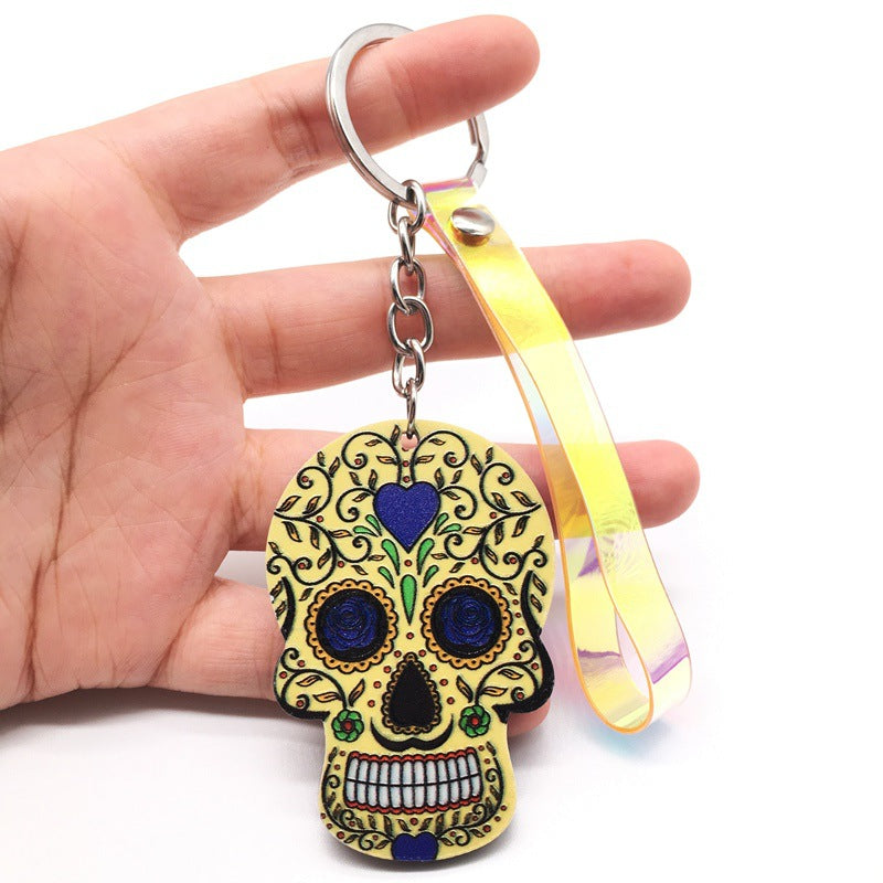 Wholesale Day of the Dead Skull Mexican Calavera Acrylic Keychain